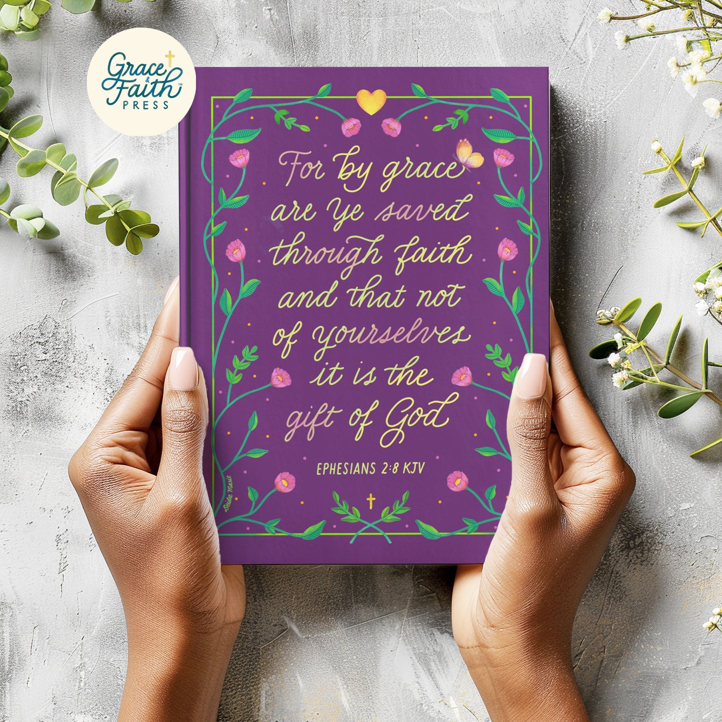 For By Grace Are Ye Saved Journal (Deep Plum)