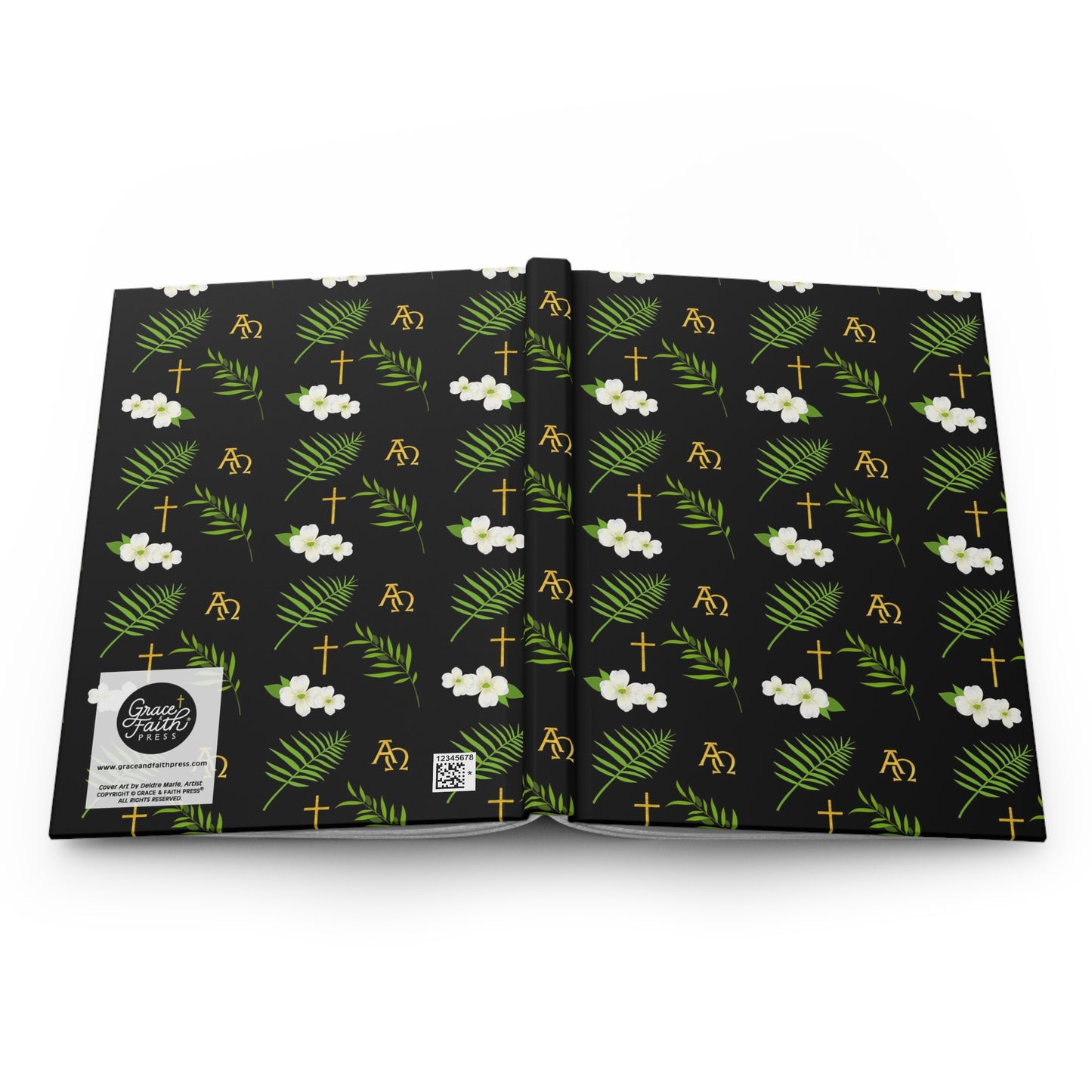 Christian Dogwood Blossoms, Symbols, and Branches (Black) Hardcover Journal