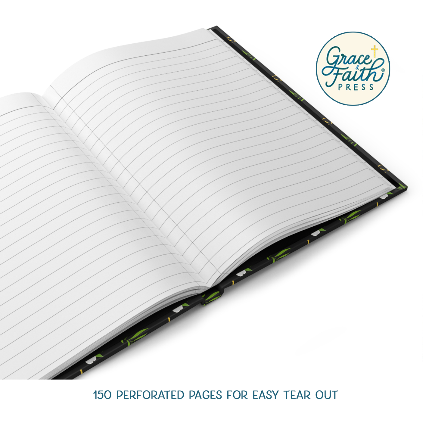 Christian Dogwood Blossoms, Symbols, and Branches (Black) Hardcover Journal