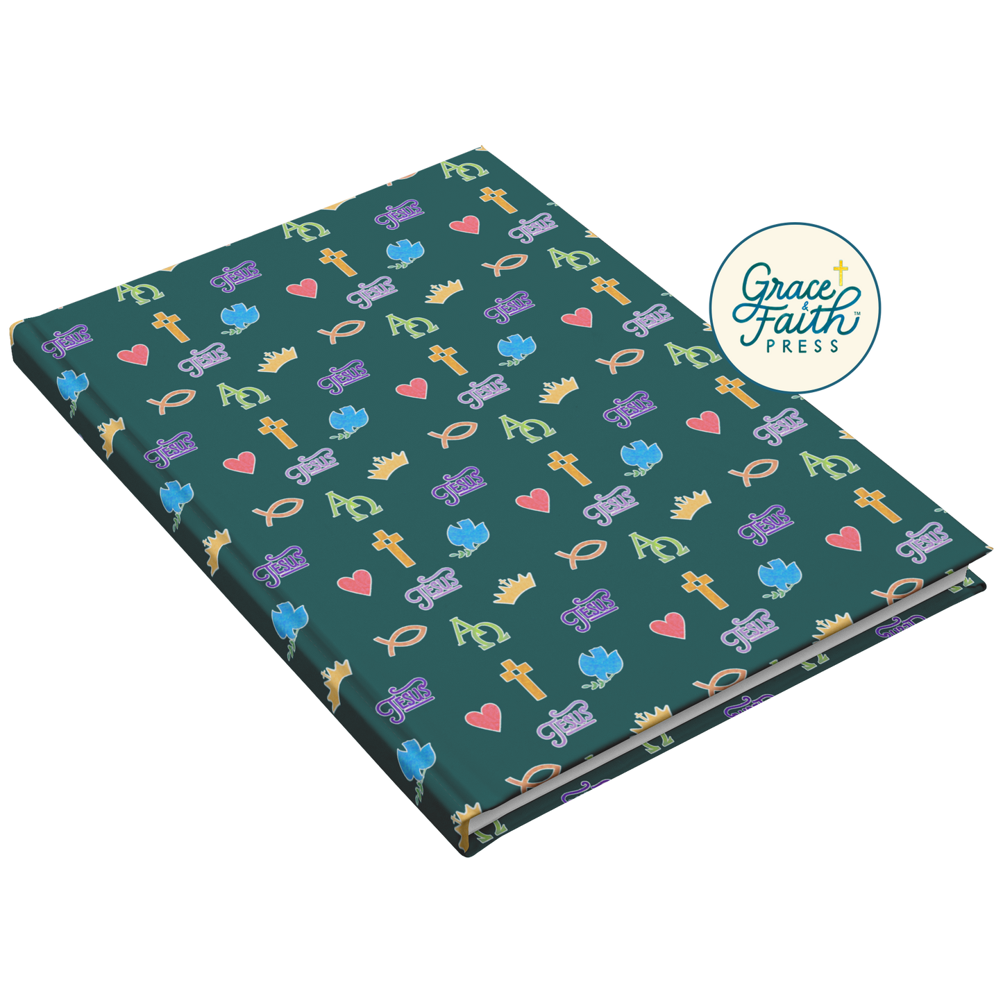Colorful Christian Symbols Journal (Teal)
