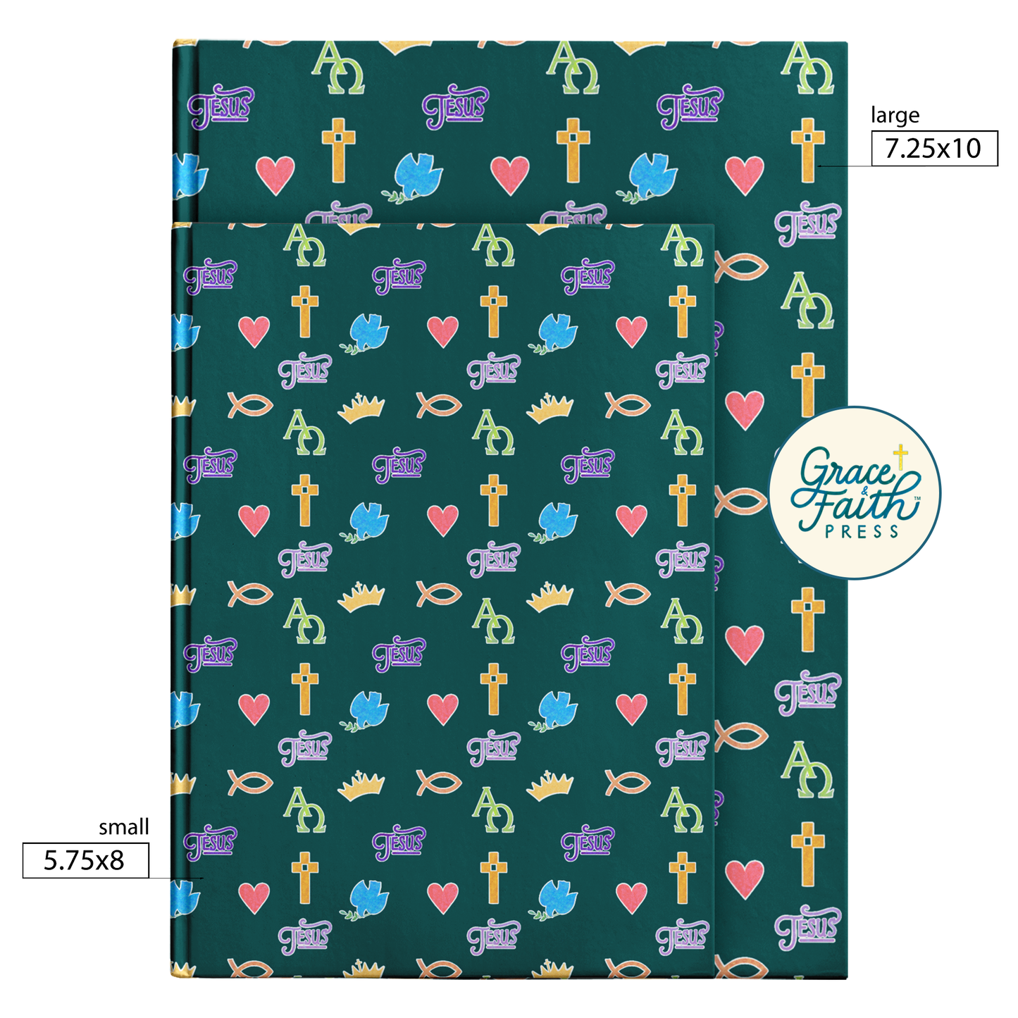 Colorful Christian Symbols Journal (Teal)