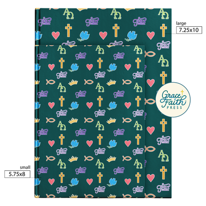 Colorful Christian Symbols Journal (Teal)