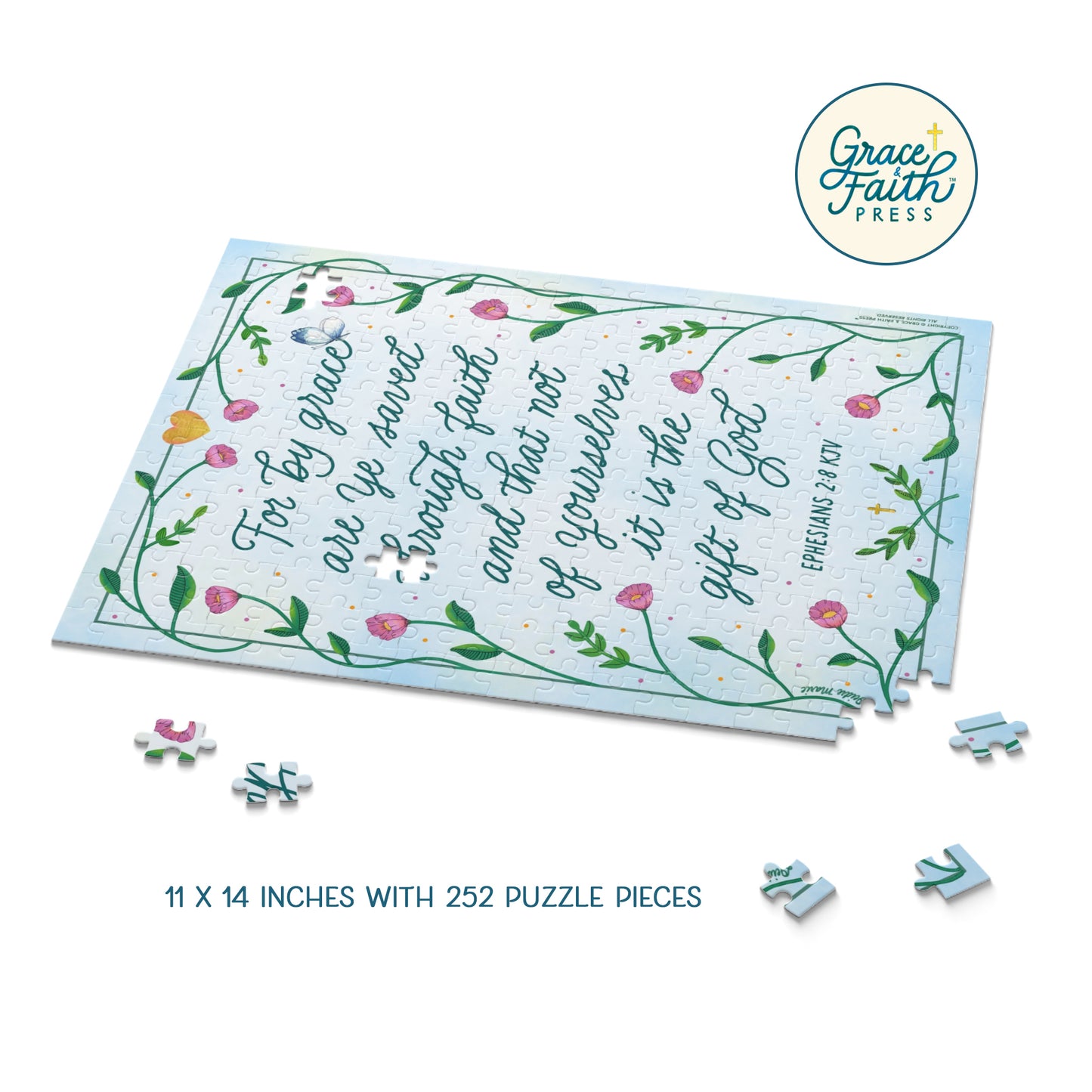 For By Grace Are Ye Saved (Ephesians 2:8) Christian Jigsaw Puzzle