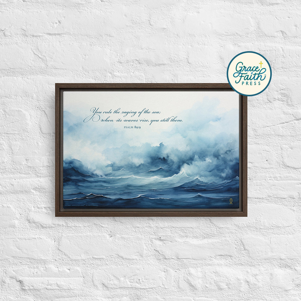 Ruler of the Raging Sea (Psalm 89:9) Framed Canvas