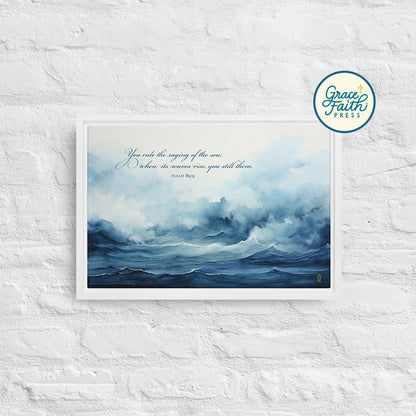 Ruler of the Raging Sea (Psalm 89:9) Framed Canvas