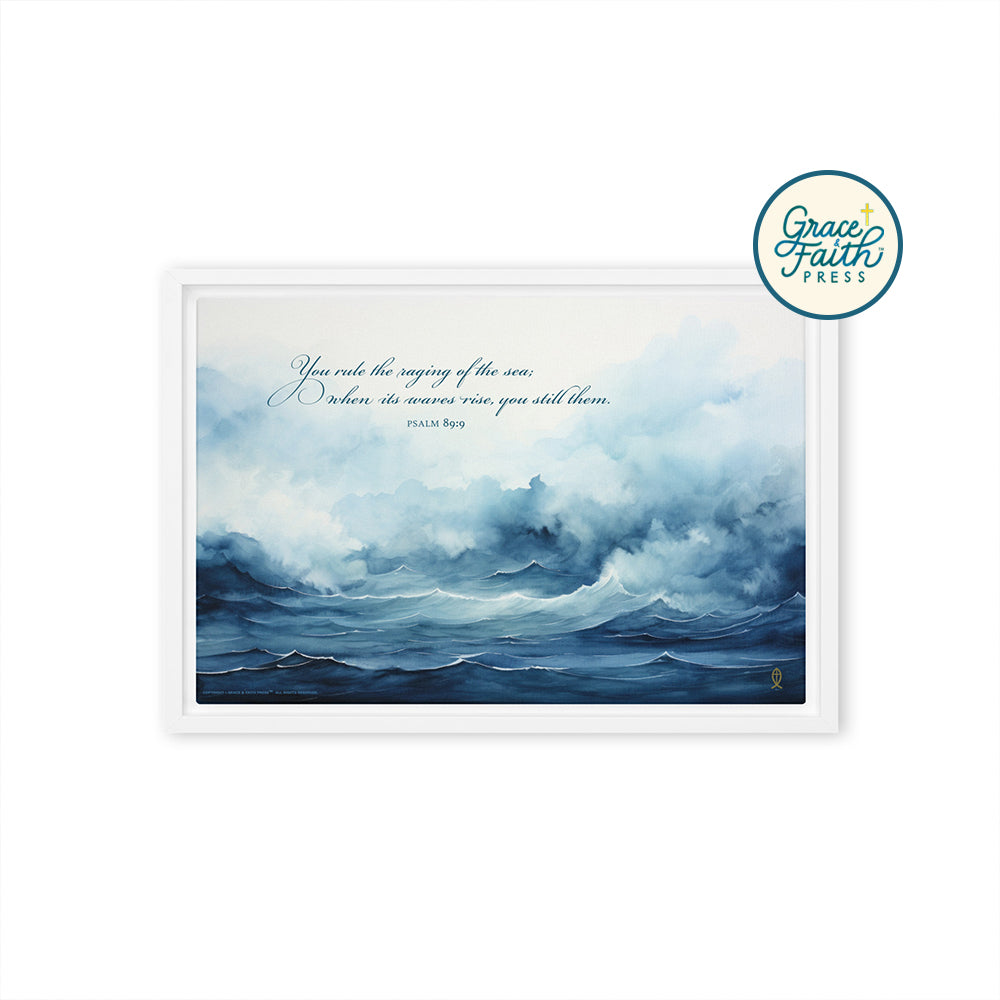 Ruler of the Raging Sea (Psalm 89:9) Framed Canvas