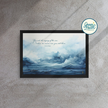 Ruler of the Raging Sea (Psalm 89:9) Framed Canvas