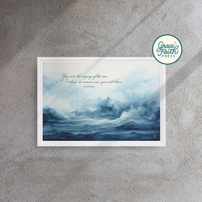 Ruler of the Raging Sea (Psalm 89:9) Framed Canvas