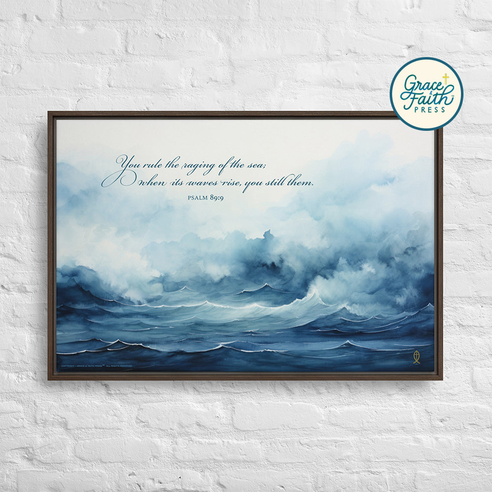 Ruler of the Raging Sea (Psalm 89:9) Framed Canvas