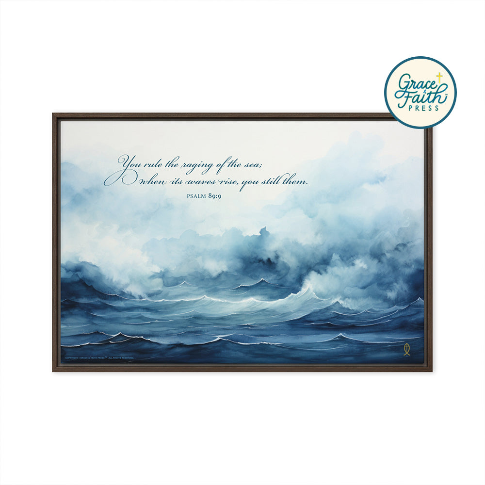 Ruler of the Raging Sea (Psalm 89:9) Framed Canvas