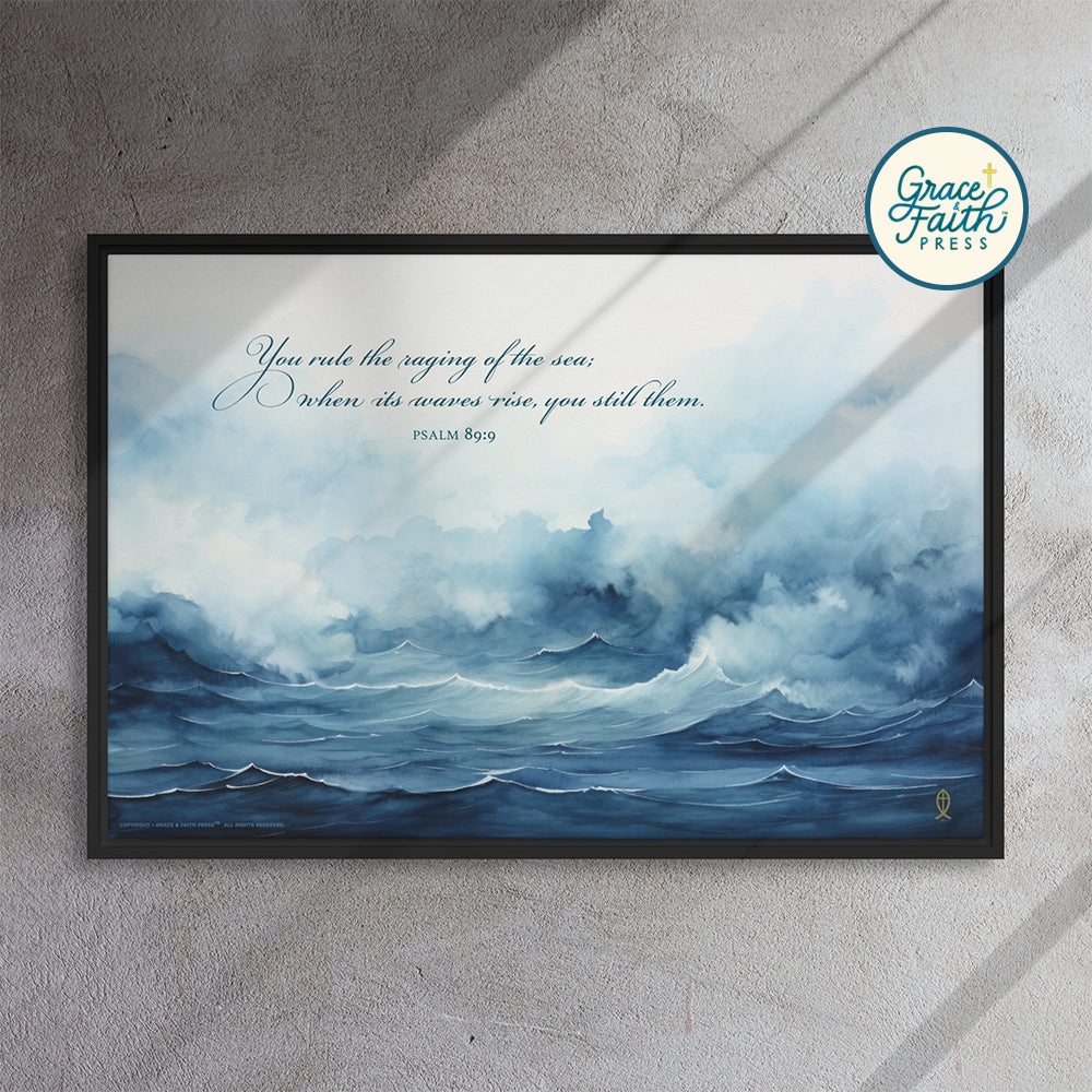 Ruler of the Raging Sea (Psalm 89:9) Framed Canvas