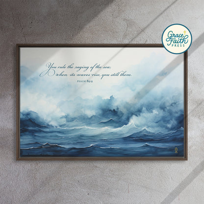 Ruler of the Raging Sea (Psalm 89:9) Framed Canvas