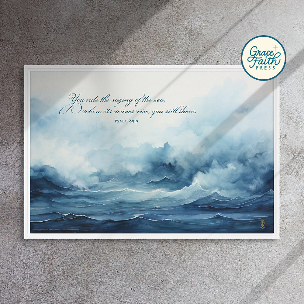 Ruler of the Raging Sea (Psalm 89:9) Framed Canvas