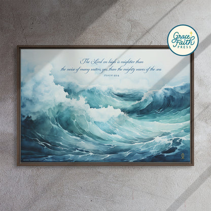 Mightier Than the Waves of the Sea (Psalm 93:4) Framed Canvas