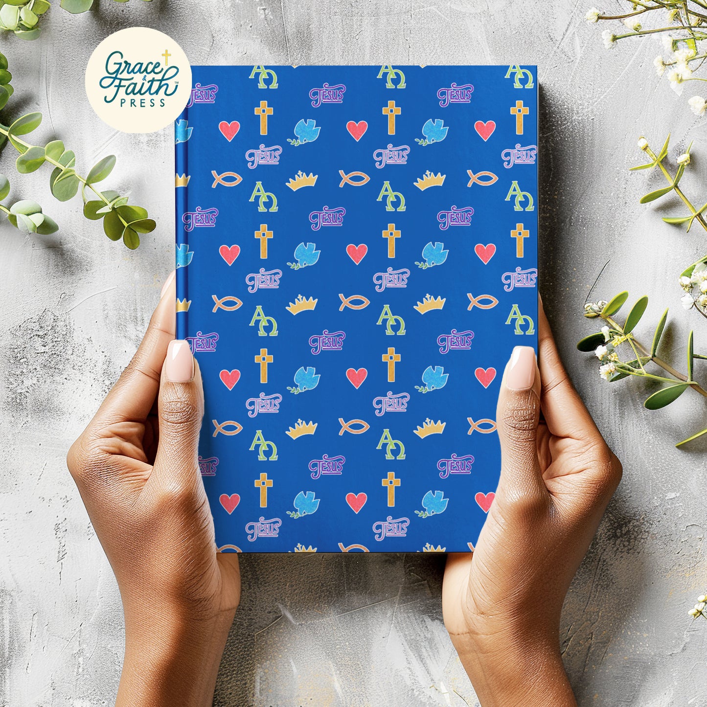 Colorful Christian Symbols Journal (Royal Blue)