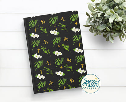 Christian Dogwood Blossoms, Symbols, and Branches (Black) Hardcover Journal