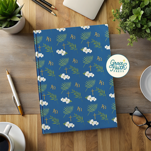 Christian Dogwood Blossoms, Symbols, and Branches (Royal Blue) Hardcover Journal