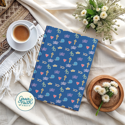 Colorful Christian Symbols Hardcover Journal (Royal Blue)