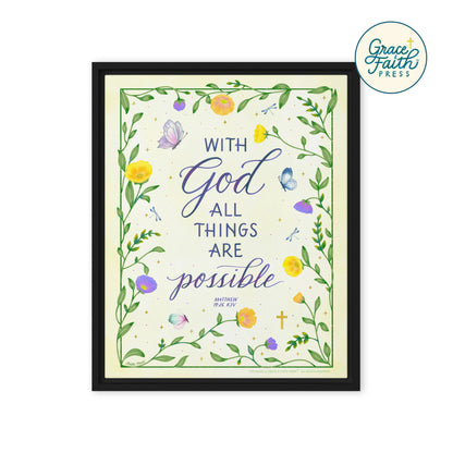 With God All Things Are Possible Framed Canvas