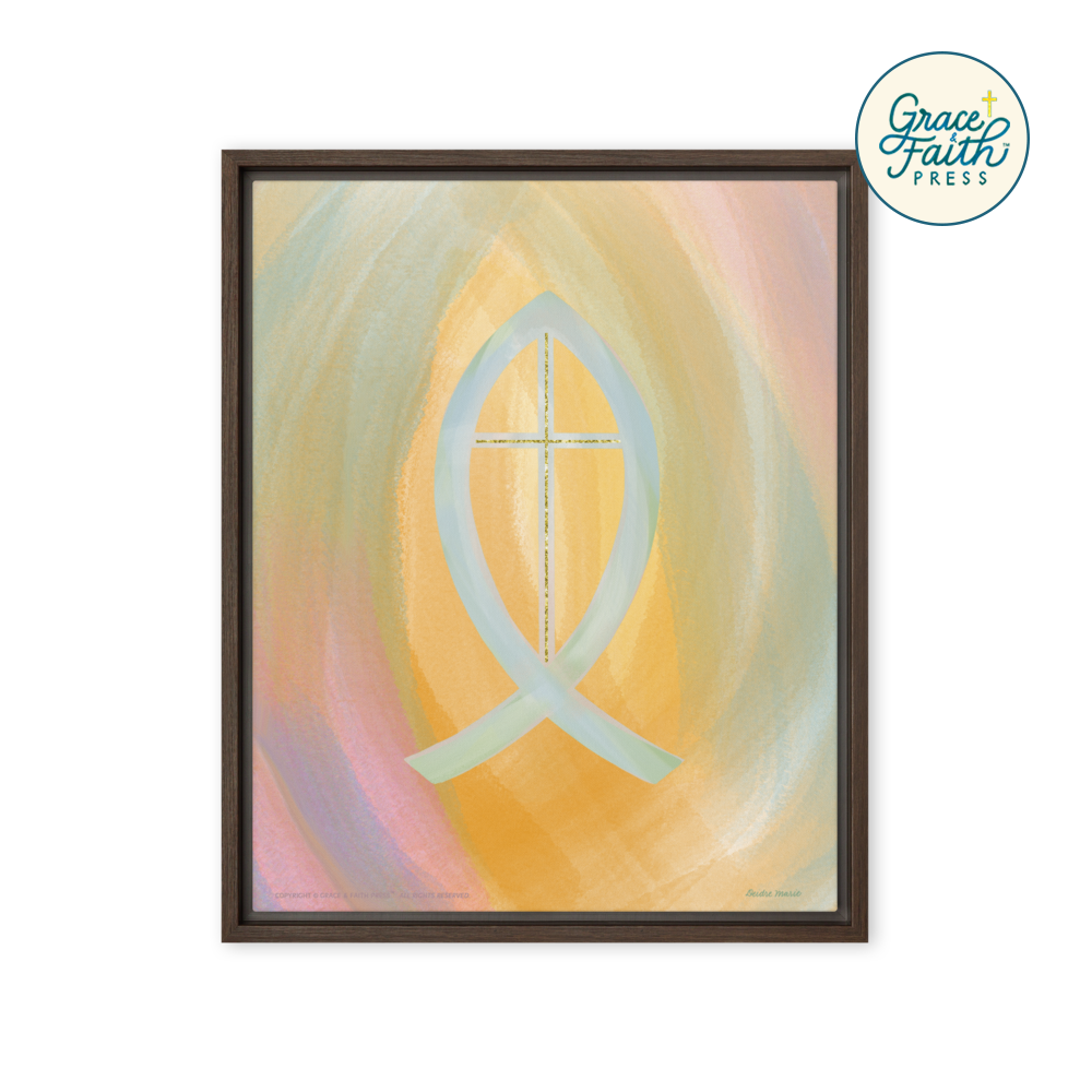 Ichthus Christian Fish Symbol Framed Canvas