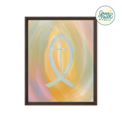 Ichthus Christian Fish Symbol Framed Canvas