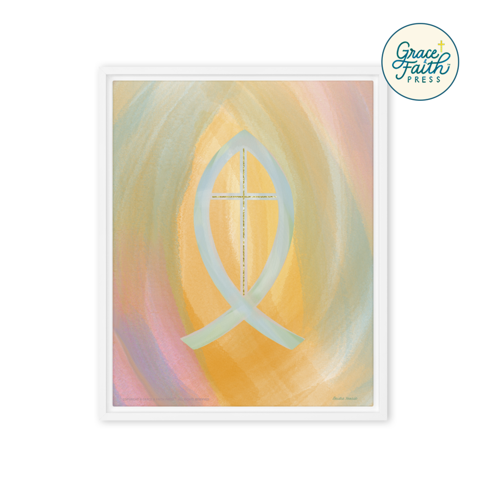 Ichthus Christian Fish Symbol Framed Canvas